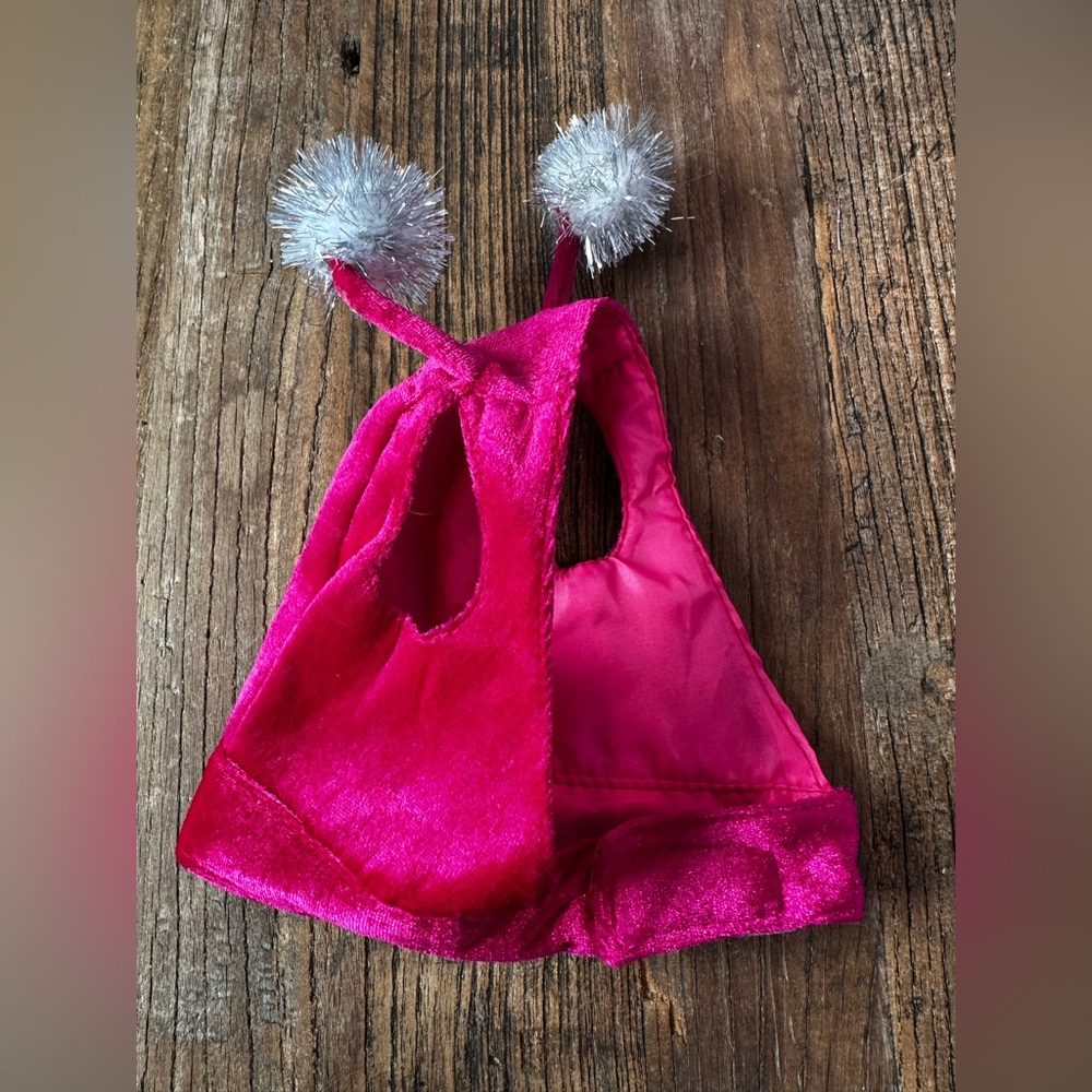 Pink Dog hat with Silver Pom-Poms